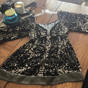 Hale Bob Large Anthropologie velvet silk blouse.